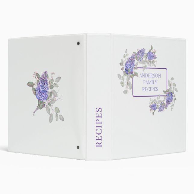 Watercolor Lilac Bridal shower Personalized Recipe 3 Ring Binder (Background)