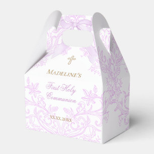 watercolor lilac crest First Holy Communion Favor Boxes