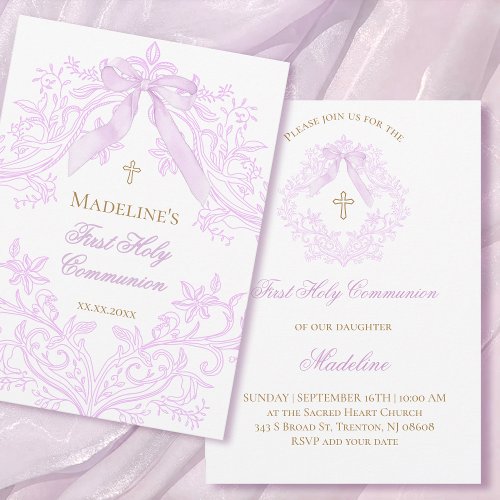 watercolor lilac crest First Holy Communion