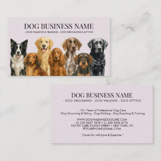 Watercolor Lilac Dog Breeds Pet Groomer Business Card