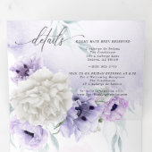 Watercolor Lilac Floral ALL IN ONE WEDDING Tri-Fold Invitation (Inside First)