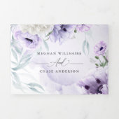 Watercolor Lilac Floral ALL IN ONE WEDDING Tri-Fold Invitation (Cover)