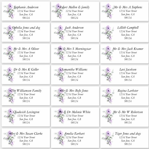Watercolor Lilac Floral Recipient Address Labels
