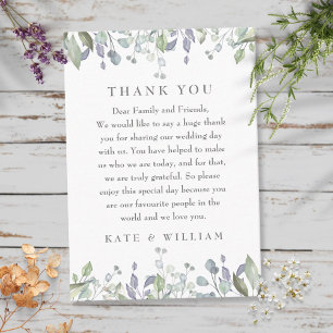 Watercolor Lilac Floral Wedding Thank You Place Card
