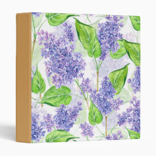 Watercolor lilac flowers 3 ring binder
