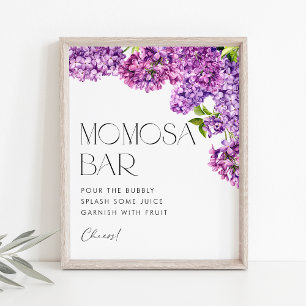 Watercolor Lilac Flowers Baby Shower Mimosa Bar Poster