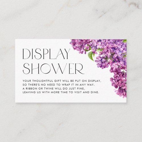 Watercolor Lilac Flowers Botanical Display Shower Enclosure Card