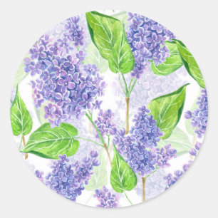 Watercolor lilac flowers classic round sticker