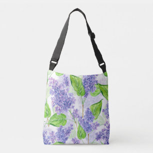 Watercolor lilac flowers crossbody bag