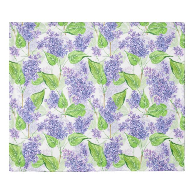 Watercolor lilac flowers duvet cover (Front)