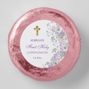 Watercolor Lilac Flowers First Communion Dipped Oreo Cookie Favors