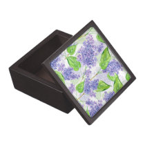 Watercolor lilac flowers jewelry box