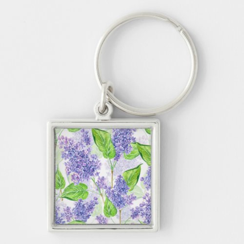 Watercolor lilac flowers keychain