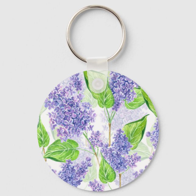 Watercolor lilac flowers keychain (Front)