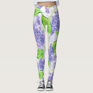 Watercolor lilac flowers leggings