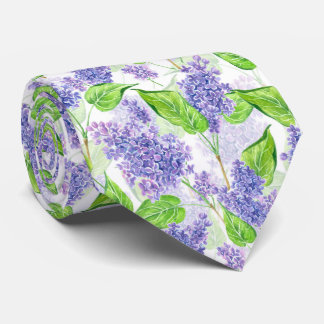 Watercolor lilac flowers neck tie
