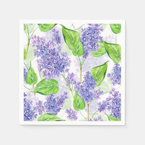 Watercolor lilac flowers paper napkins