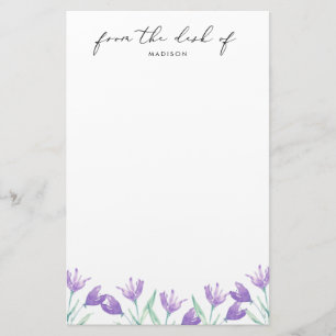 Watercolor Lilac Flowers Personalized Stationery