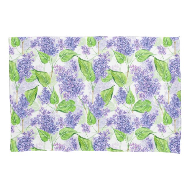 Watercolor lilac flowers pillow case (Front)