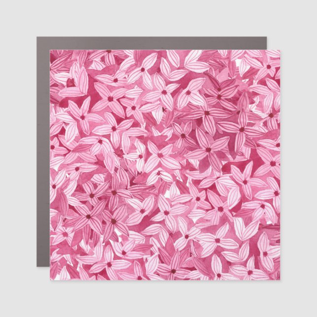 Watercolor lilac flowers: pink floral background car magnet (Front)