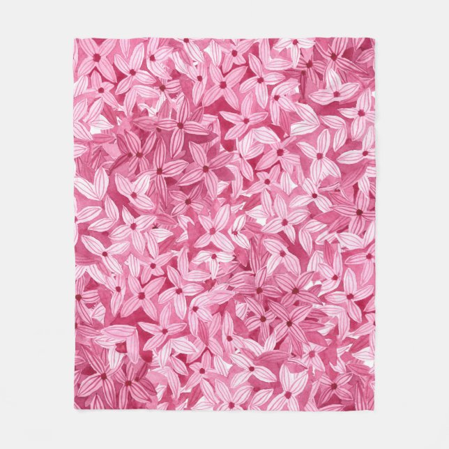 Watercolor lilac flowers: pink floral background fleece blanket (Front)