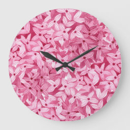 Watercolor lilac flowers: pink floral background large clock