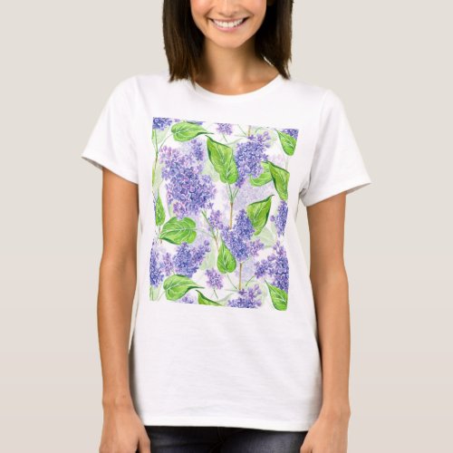 Watercolor lilac flowers T_Shirt