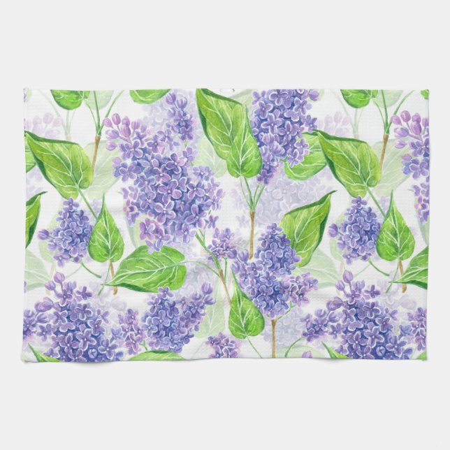 Watercolor lilac flowers towel (Horizontal)