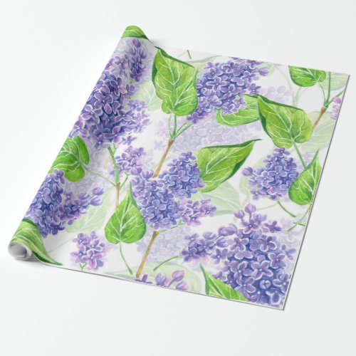 Watercolor lilac flowers wrapping paper