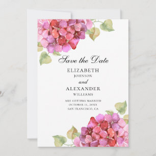 Watercolor lilac. Fuchsia flowers. Pink floral Save The Date