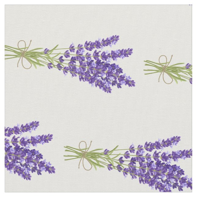 Watercolor Lilac Lavender Garden Flowers Fabric (Close Up)