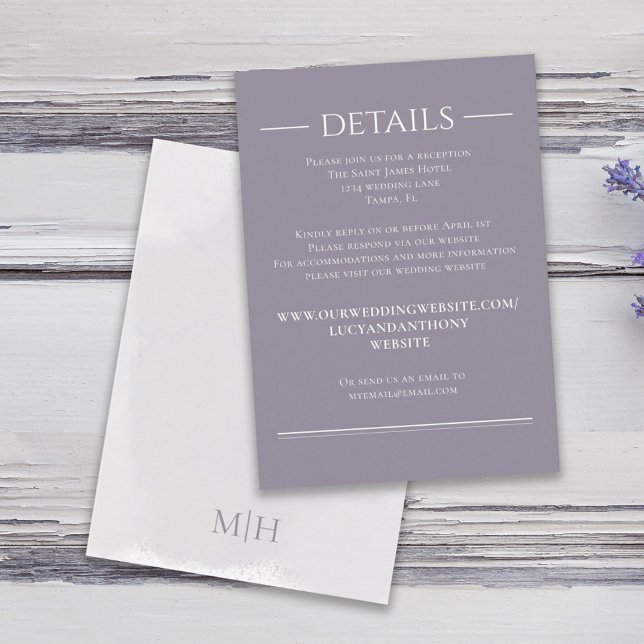 Watercolor Lilac Lavender Website Detail's RSVP  Enclosure Card (Creator Uploaded)