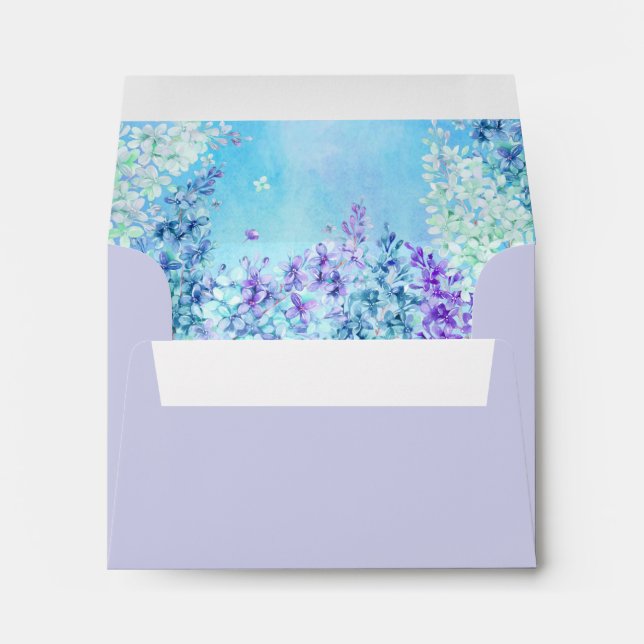 Watercolor Lilac Mint Aqua Purple Envelope (Back (Bottom))