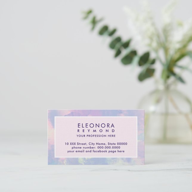 Watercolor Lilac Pinkish Ombre Elegant Business Card (Standing Front)