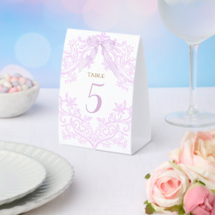 watercolor lilac purple design table number paper table tent