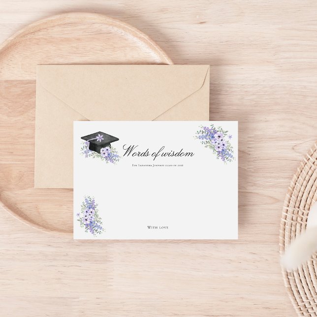 Watercolor Lilac Purple Floral Graduate advice Enclosure Card (Creator Uploaded)