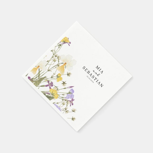 Watercolor Lilac Wedding Napkins (Corner)