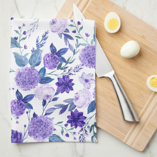 Watercolor Lilacs Kitchen Towel (Quarter Fold)