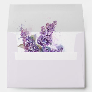 Watercolor Lilacs Spring Summer Wedding Envelope
