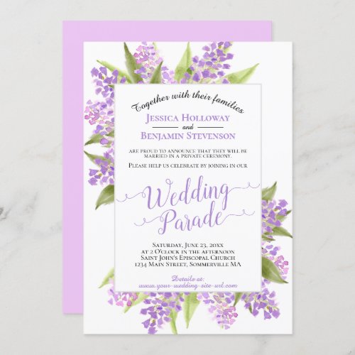 Watercolor Lilacs Wedding ParadeReception Invitation