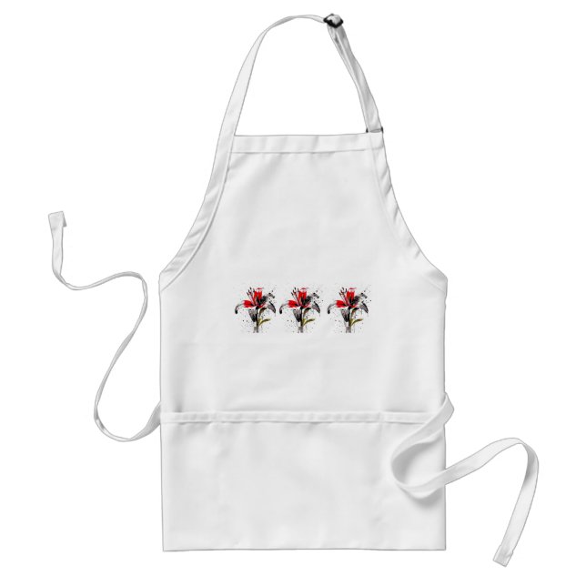 Watercolor Lily Adult Apron (Front)
