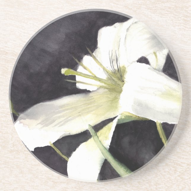 Watercolor lily by "Art by Heather" Coaster (Front)