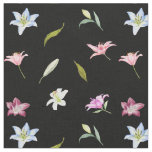 Watercolor Lily Flowers Botanical Fabric