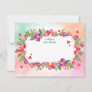 Watercolor Lily Grace Floral Stationery Thank You Note Card