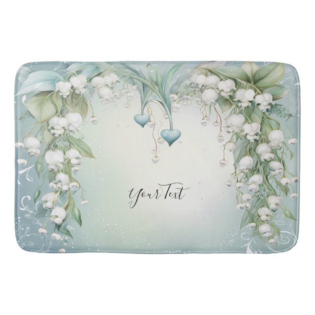 Watercolor Lily of the Valley Bath Mat (Front)