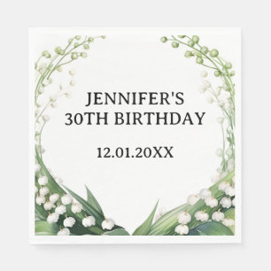 Watercolor Lily of the Valley Birthday Party Napkins