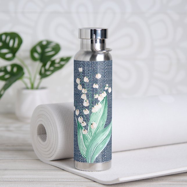 Watercolor Lily of the Valley Bouuquet Water Bottle (Yoga)