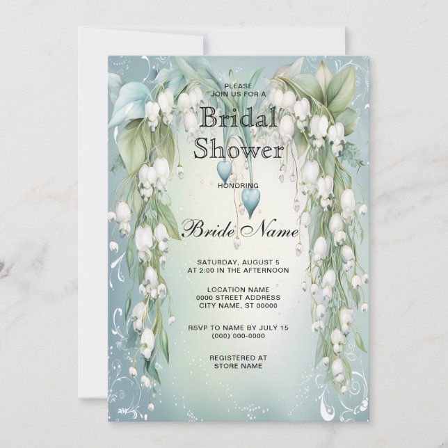 Watercolor Lily of the Valley Bridal Shower Invitation (Front)