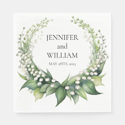 Watercolor Lily of the Valley Bridal Wedding Party Napkins