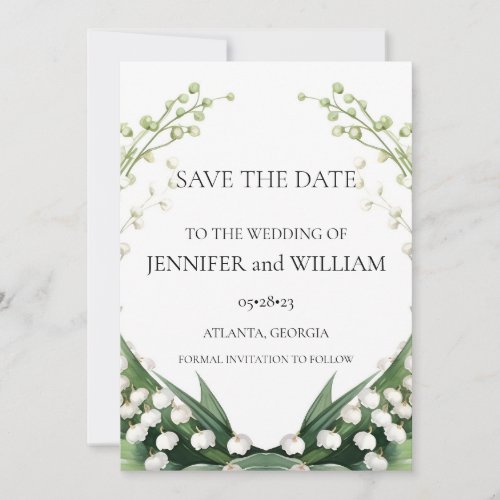 Watercolor Lily of the Valley Bridal Wedding Party Save The Date